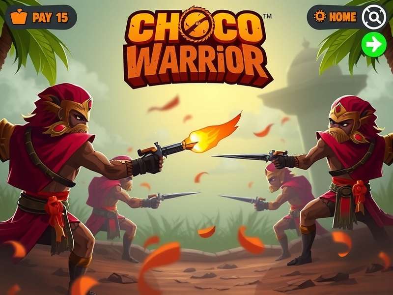 Choco Warrior India game screenshot showing chocolate warriors battling
